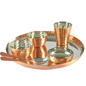 Copper Hammered Maharaja Thali Set of 7 Pieces